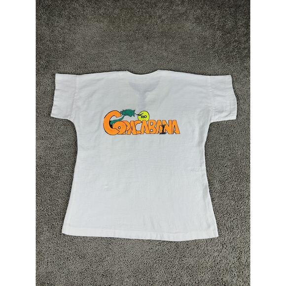 Vintage Copacabana Rio Shirt Mens XL White Brazil Souvenir Lace Up Beach 90s - Picture 1 of 16